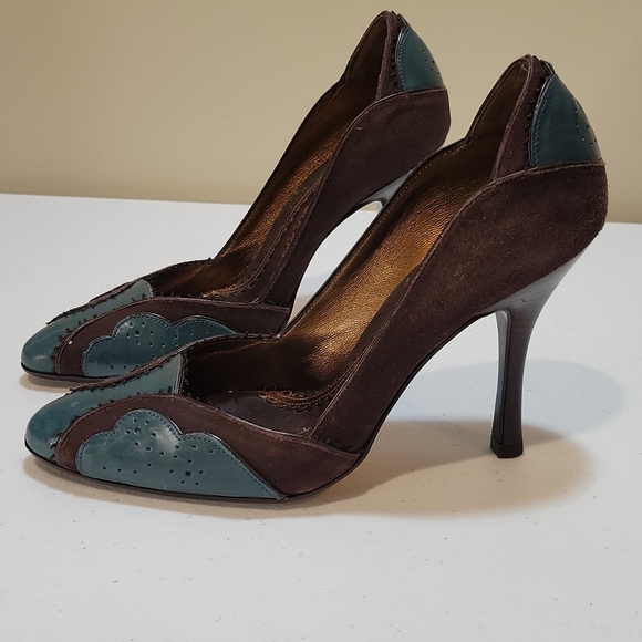 J Vincent Leather and Suede High Heels, Size 7M - Picture 2 of 9